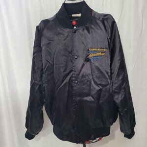 Vintage Auburn Sportswear Men's Black Corvette Satin Bomber Jacket Size XXL